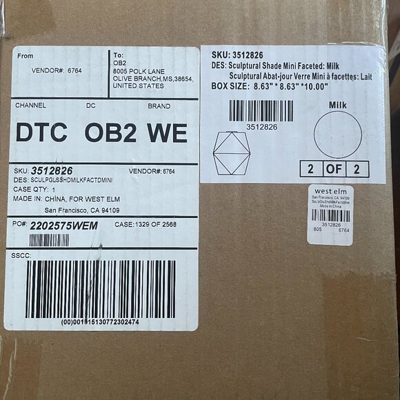 NIB West Elm Sculptural Scone w/ Faceted Mini 5.5" Milk Shade Dk Bronze - Picture 4 of 4